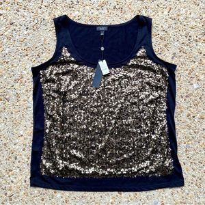 NWT Black Gold Sequins Bling Sleeveless Tank Size 1XP